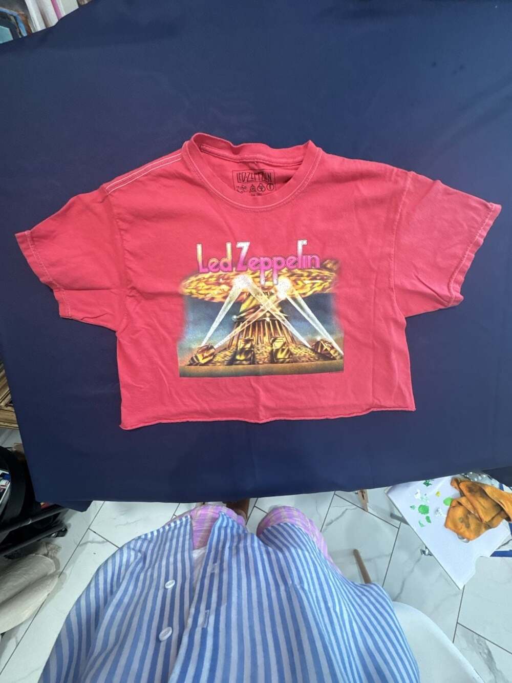 Led Zeppelin Blimp with Searchlights Graphic Crop T-Shirt